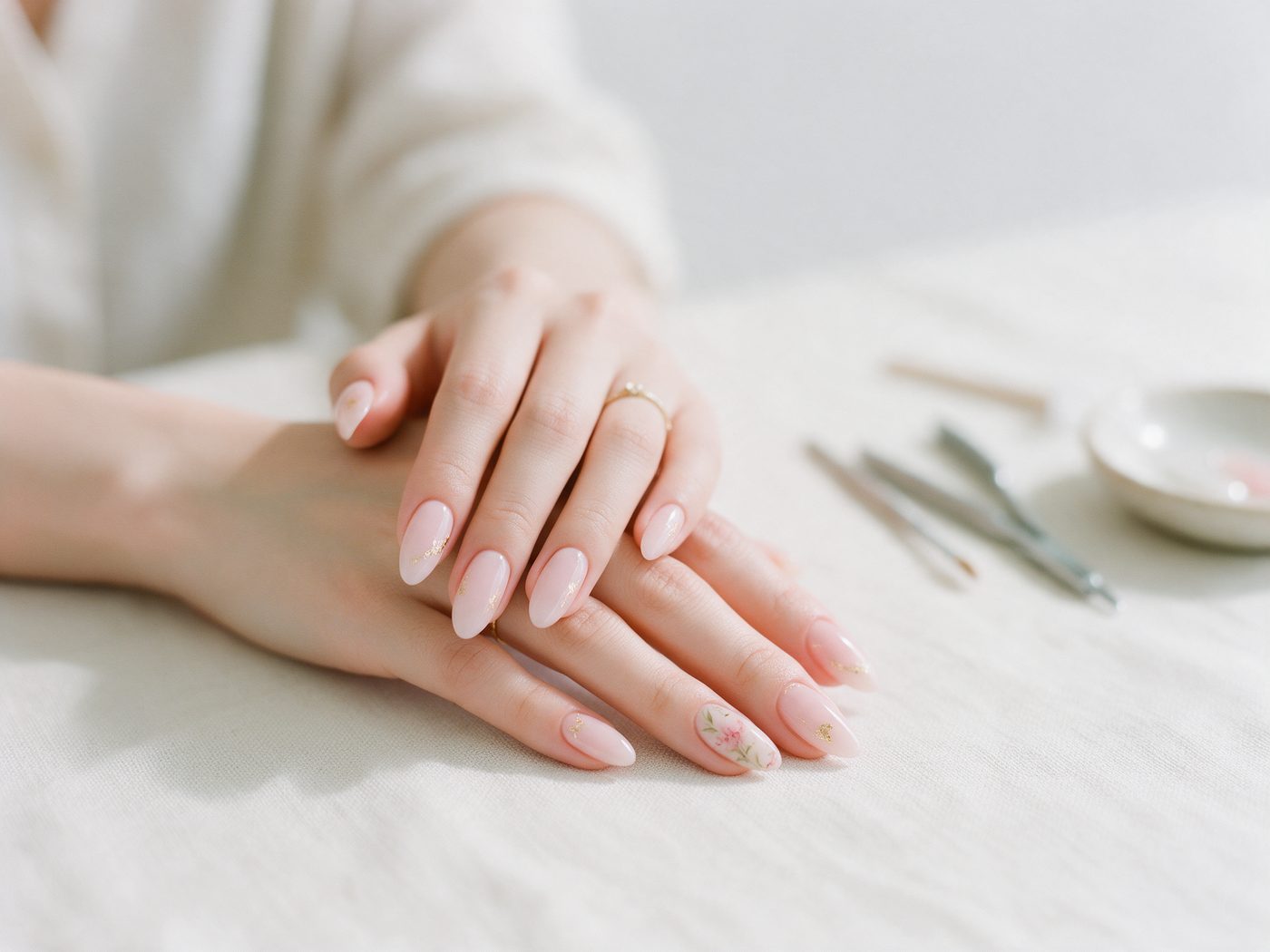A finished gel manicure posted to Xiaohongshu